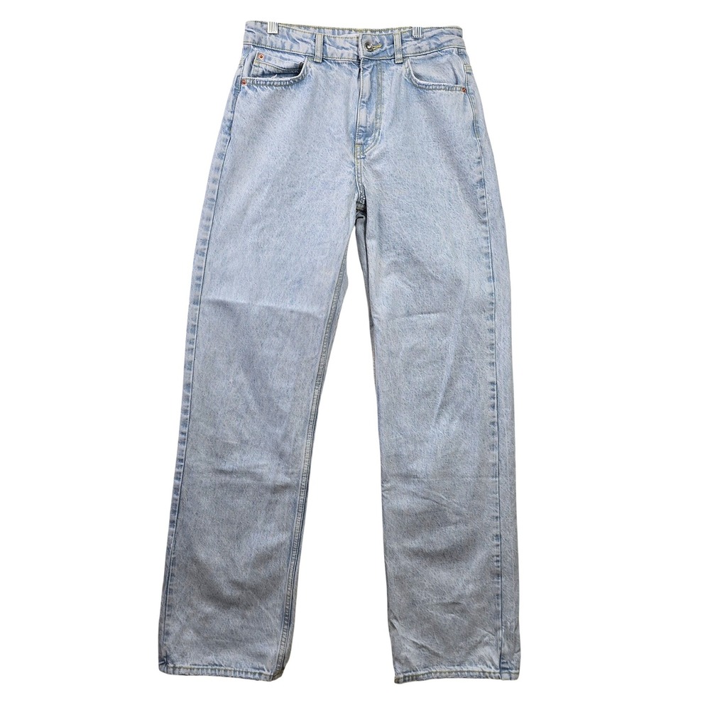 Zara Womens Light Wash High Waisted Straight Leg Jeans Size US 6 Y2K Stovepipe